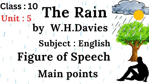 The Rain poem || Main points of the poem || important points ||class 10 || Unit 5 ||W. H Davies ||