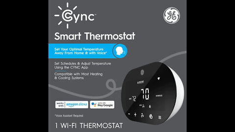 GE CYNC Smart Thermostat - Wireless Thermostat w/ Voice-Assistant Support