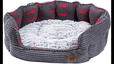 Petface Deli Bamboo and Jumbo Cord Bed for DogsCats, Medium, Grey