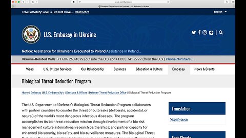 US EMBASSY WEBSITE UKRAINE BIOLOGICAL THREAT REDUCTION PROGRAM