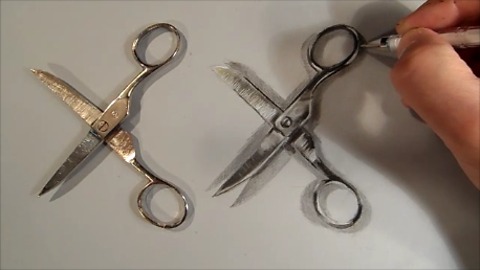 How to draw realistic scissors