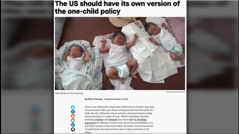 WEF Says US Must Implement "One Child Policy" For White Families!!