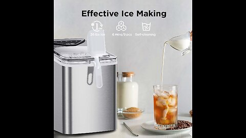 Silonn Countertop Ice Maker, Compact Ice Machine with Ice Basket & Scoop