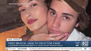 Justin Bieber offering free mental health help for fans