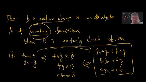 Generalization to stone Weierstrass theorem to algebra