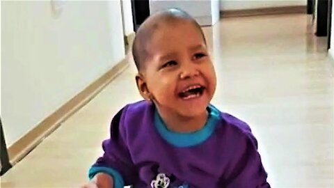 Family thrilled to hear baby laugh with joy after two year cancer battle