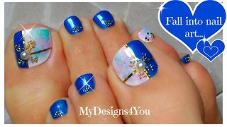 DIY Marble effect toenail art design