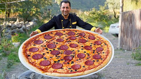 Amazing Giant pizza recipe - Homemade spicy pizza recipe - Wilderness Cooking Pizzas by Tavakkul