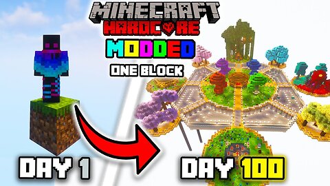 I Survived 100 Days in MODDED One Block SkyBlock in Minecraft Hardcore!!