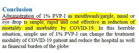 Dr. Peter McCullough: "1% Povidone Iodine Mouthwash/Gargle & Nasal rinse effective against COVID"!