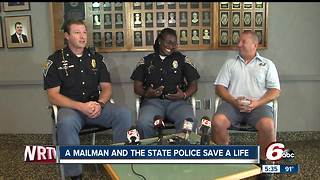 Mailman, Indiana State Police trooper save man's life