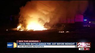 Tulsa Firefighters battle garage fire before midnight