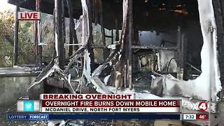 Mysterious fire destroys North Fort Myers mobile home overnight