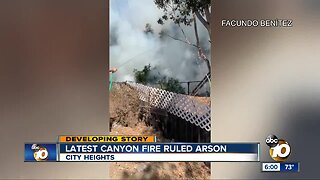 Fire investigators rule City Heights canyon blaze arson