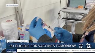 16 and older eligible for COVID-19 vaccine Thursday