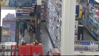 Surveillance video shows man stick cellphone under woman's dress