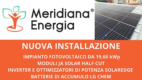 Nuova installazione impianto fotovoltaico da 19,66 kWp con 30 kWh di accumulo
