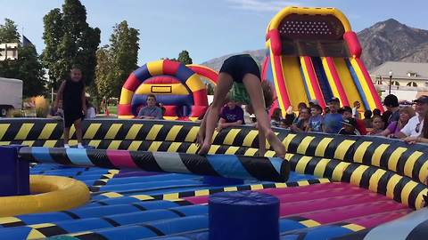 Young Girl’s Bouncy House Obstacle Course Fail