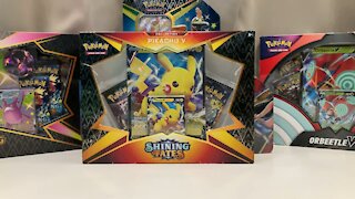 Opening a Pokémon Shining Fates Pikachu V Box