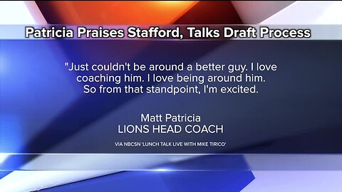 Matt Patricia praises Matthew Stafford, talks Draft process with Mike Tirico