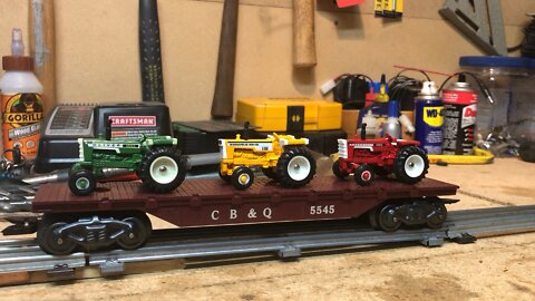 Oliver, Minneapolis Moline, & Cockshutt Tractors on Marx Train