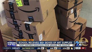 Teacher asked for pencils, received 100+ boxes of donated art supplies