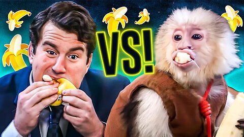 Man vs. Monkey: Who Can Eat More Bananas?