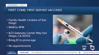 Vaccines given Saturday with no appointment