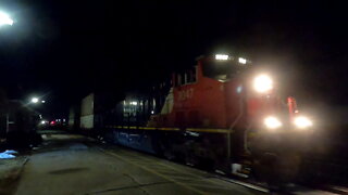 CN 3047 Engine Intermodal Train In Ontario