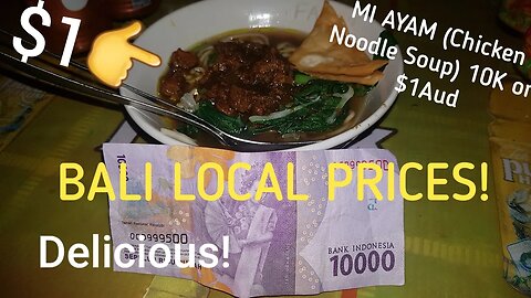 Bali Foods What One Dollar $1 gets you! Budget Local Price #bali #bakso #bakso #legian #streetfood