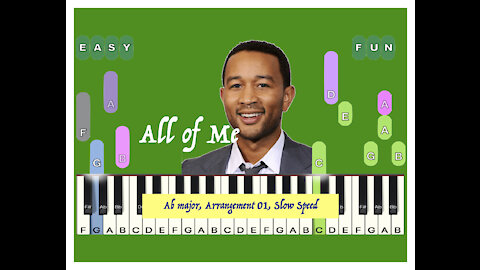 All of me, John Legend in Ab major, Arr. 01, Slow speed, Sheet music, Piano Lessons, Synthesia