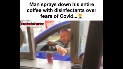 Man Sprays Down His Entire Coffee With Disinfectants Over Fears of Covid