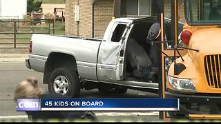 Driver critical following school bus/truck crash