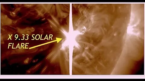 Massive, Earth Facing X 9.33 Solar Flare & The Total Solar Eclipse 33° Division of US