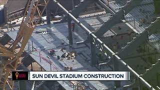 How is construction going at Sun Devil Stadium?