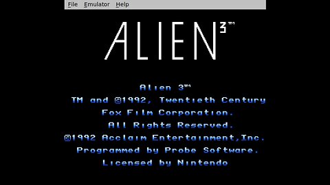 Game title screen: Alien on the NES!