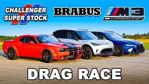 800hp Dodge Super Stock v BMW M3 v BRABUS- DRAG RACE