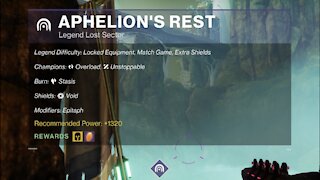 Destiny 2, Legend Lost Sector, Aphelion's Rest on the Dreaming City 12-3-21