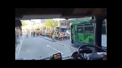 Tram Tries to Ram Union Workers (17/09/2021)