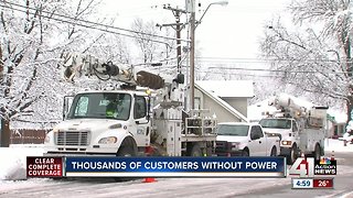 Crews continue work as thousands still without power Monday