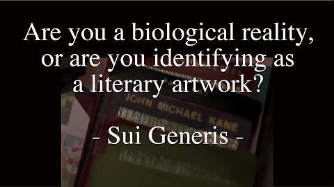 Are you a biological reality or are you identifying as literary artwork / Sui Generis