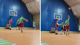 Basketball player hits 3 mind-blowing shots in a row