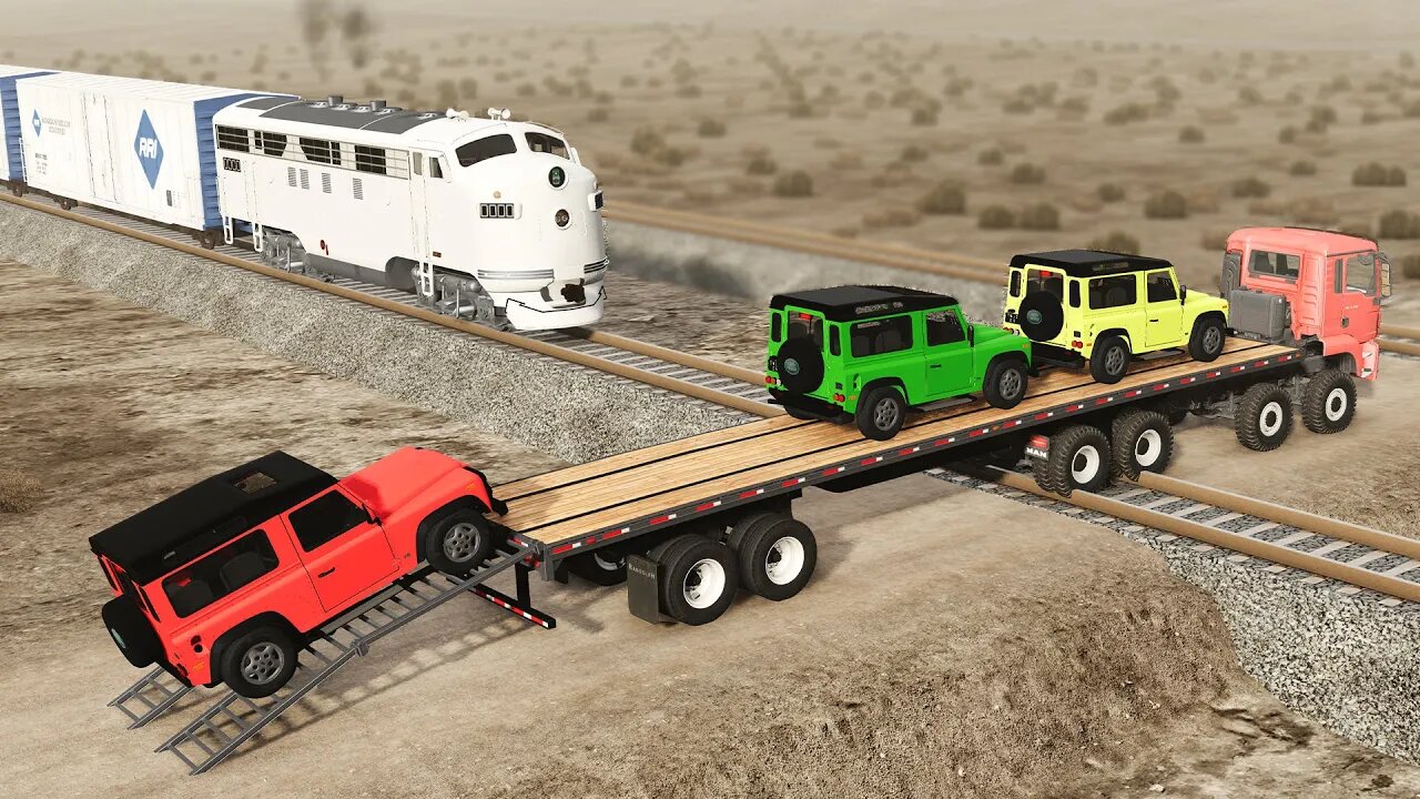 Cars vs Train Tracks vs Trains 3 BeamNG Drive