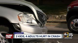 Two children and four adults hurt in central Phoenix crash