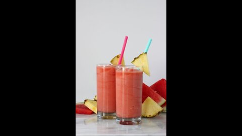 Watermelon, Bananas, and Pineapple Smoothie
