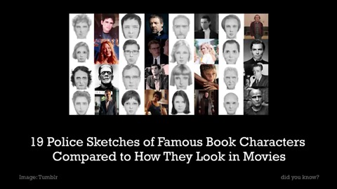 19 Police Sketches of Famous Book Characters Compared to How They Look in Movies