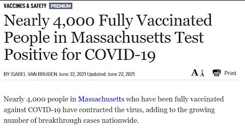 Nearly 4000 Fully Vaccinated in Massachusetts Test Positive COVID-19