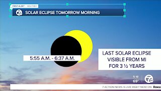 Solar eclipse visible in metro Detroit early Thursday morning