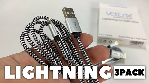 3' Nylon Braided Lightning Cables by Voltrix Unboxing
