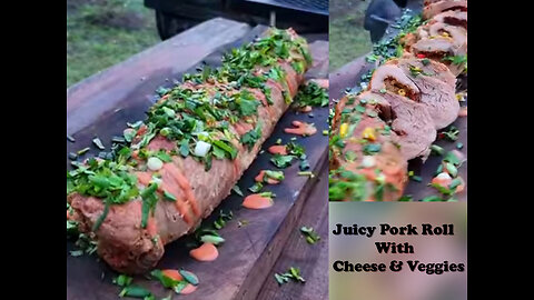Juicy Pork Roll With Cheese & Veggies 🥩 Cocking food videos